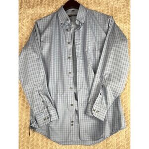 Geoffrey Beene WRINKLE FREE Long Sleeve Oxford Shirt ~ M 15.5 32/33 Blue Check‎